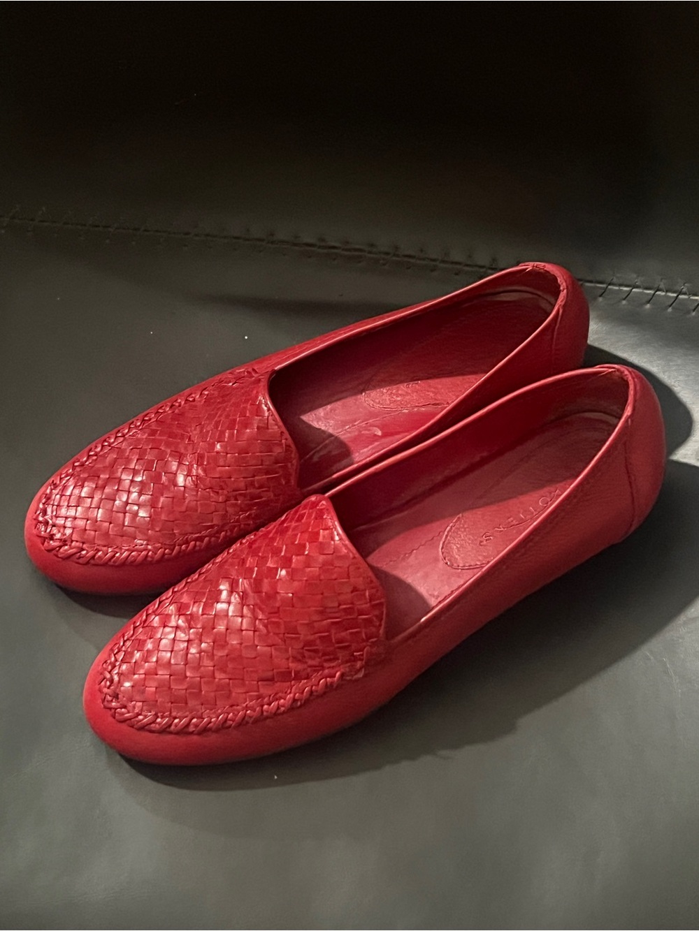 Trotters Red Woven Leather Loafers